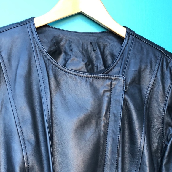 Black leather moto jacket - Picture 7 of 8